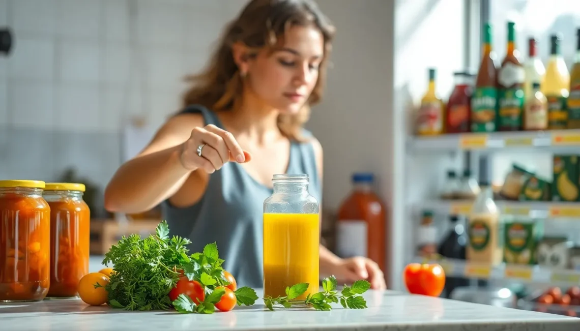 comparison of homemade and store-bought cooking ingredients on kitchen counter