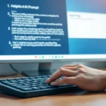 Person typing detailed instructions on laptop to get better AI responses