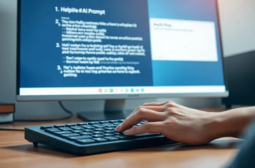 Person typing detailed instructions on laptop to get better AI responses