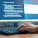 Person typing detailed instructions on laptop to get better AI responses