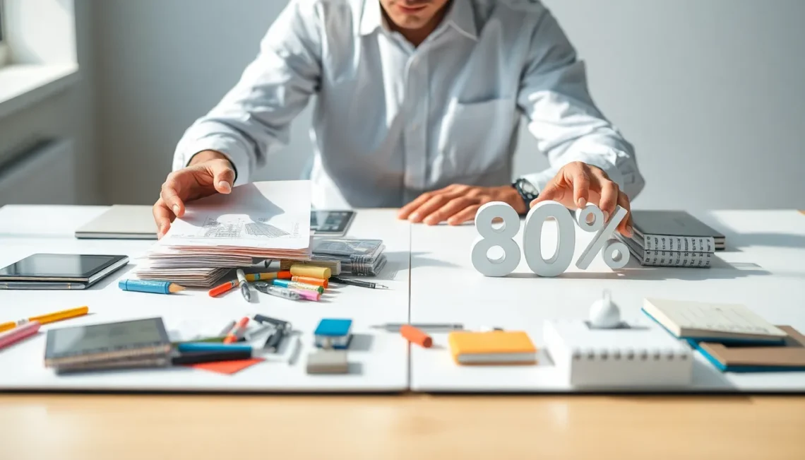 Person organizing tasks by priority using the 80/20 productivity principle