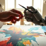 Abstract representation of human and artificial intelligence creating art together