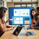 Professional evaluating different AI assistant options on laptop screen
