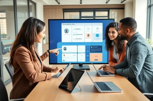 Professional evaluating different AI assistant options on laptop screen