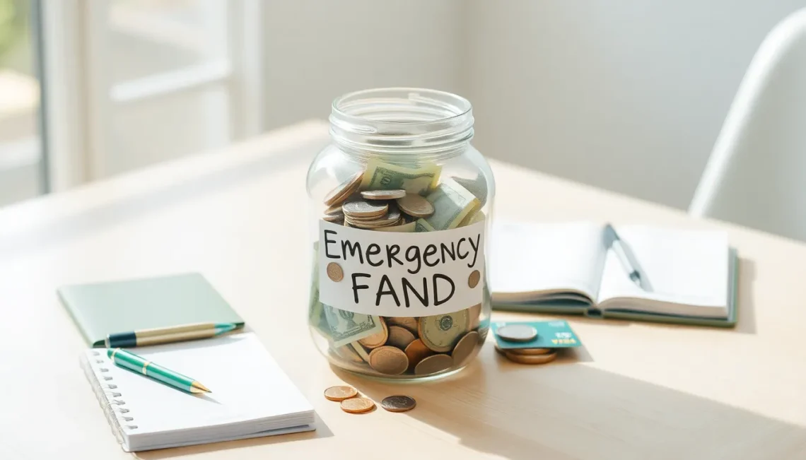 Person calculating savings and building emergency fund budget
