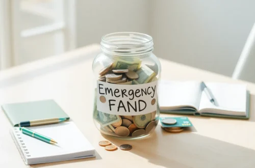 Person calculating savings and building emergency fund budget