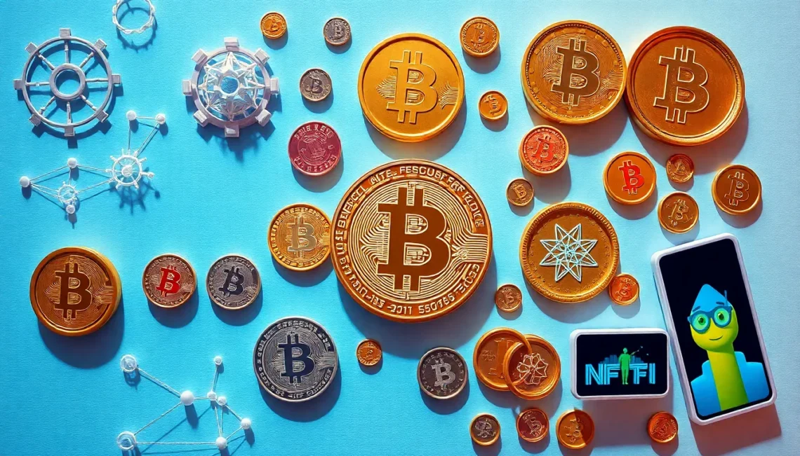 Digital illustration showing various cryptocurrency symbols and blockchain networks beyond Bitcoin