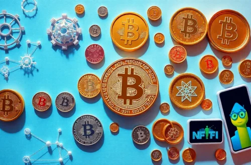 Digital illustration showing various cryptocurrency symbols and blockchain networks beyond Bitcoin