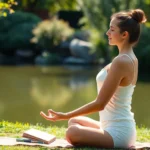 Person meditating peacefully in nature representing holistic health balance