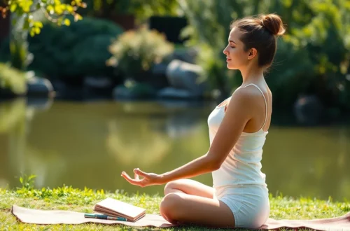 Person meditating peacefully in nature representing holistic health balance