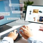 Person writing compelling product descriptions on laptop to increase online sales