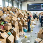 Stacks of returned packages in warehouse showing retail return costs
