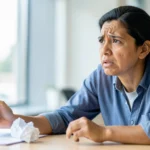 stressed professional contemplating leaving toxic workplace environment
